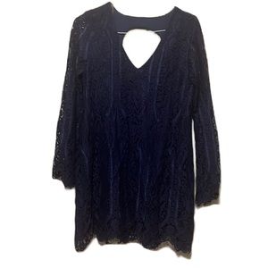 Women’s FRANCESCA’S, Lace, Long Sleeves, Cut Out Back Dress, Blue, Large